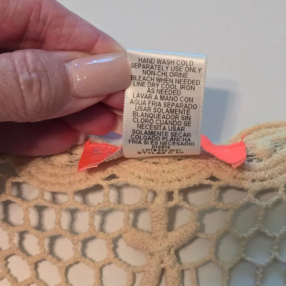 Soul Cake Crochet Lace Vest Womens Size L/XL Tan 100% Cotton Bohemian Festival - Picture 5 of 7